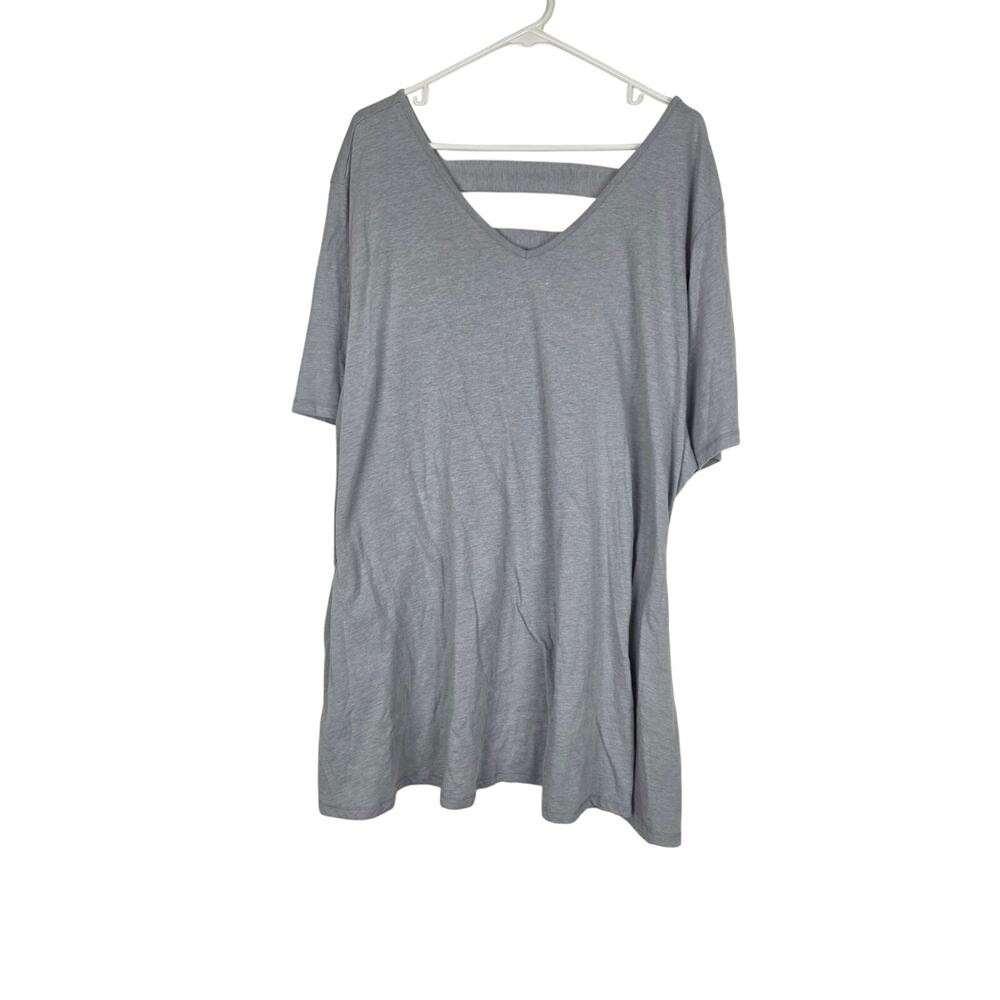 Catherines Flowy Top 4x (30/32) Womens‎ Plus Size Gray V Front V Back Pullover